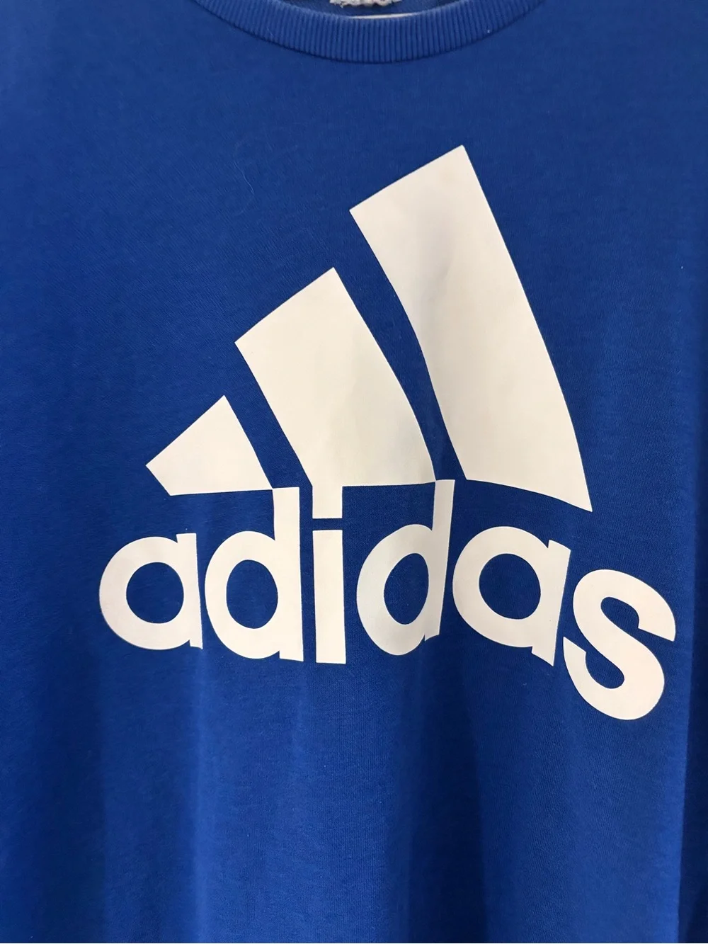 Adidas Men’s Essentials Big Logo Fleece Crewneck Sweatshirt Size 2XL Blue EUC